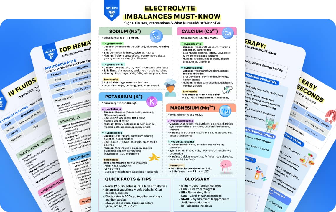 Collection of high-yield NCLEX-PN cheat sheets for exam preparation